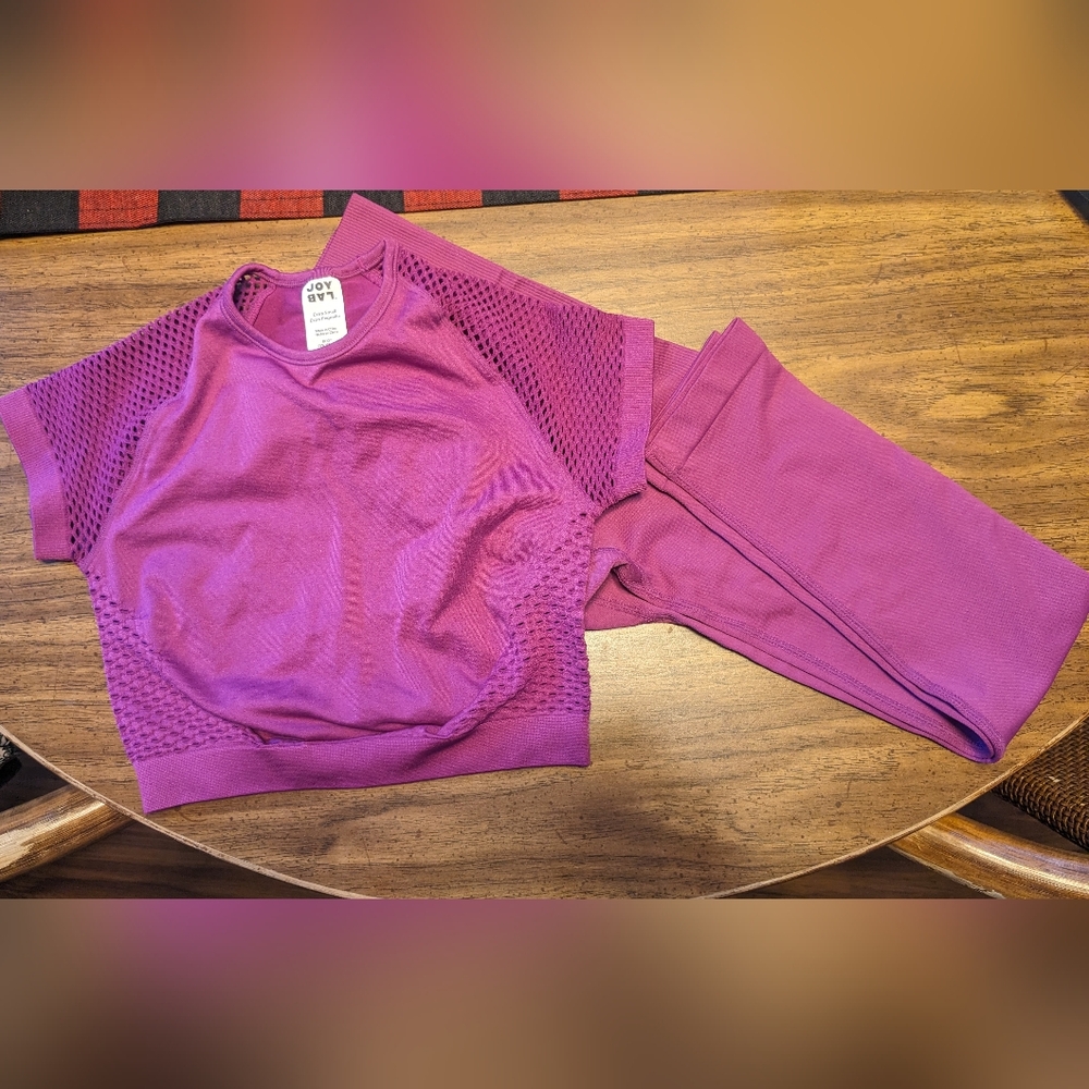 Joy Lab Seamless Cropped Top and Legging Set - Purple XS